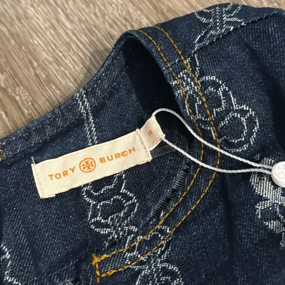 Tory Burch Belted Gemini Cotton Jacquard denim Dress Size 14 - Picture 7 of 7